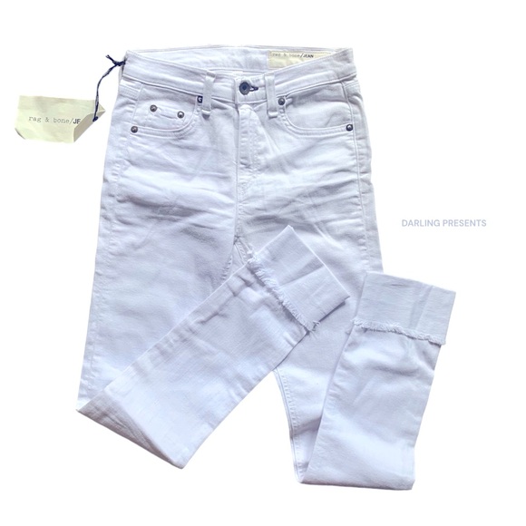 RAG & BONE AGED 10 INCH CLASSIC JEANS WOMEN COLOR WHITE SIZE 24 - Picture 1 of 6